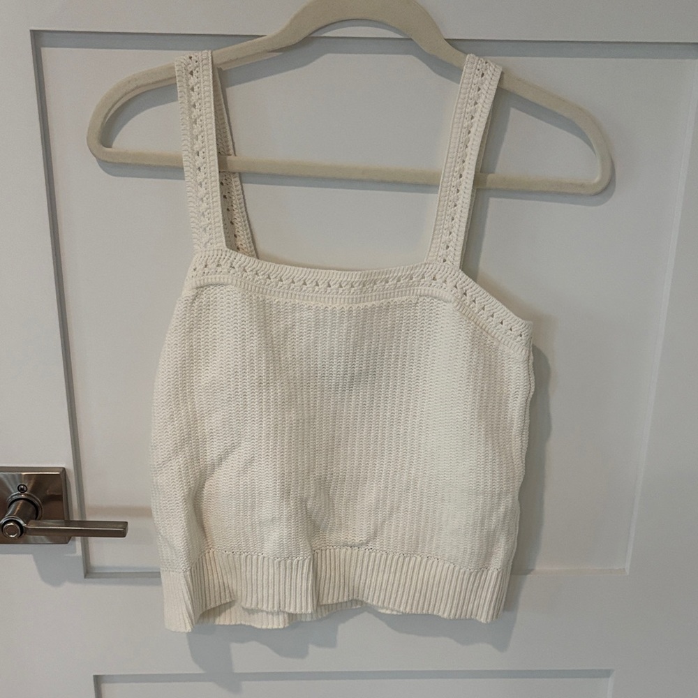 Banana Republic Classic Cream Knit Tank Top - Women's Summer Sweater Tank